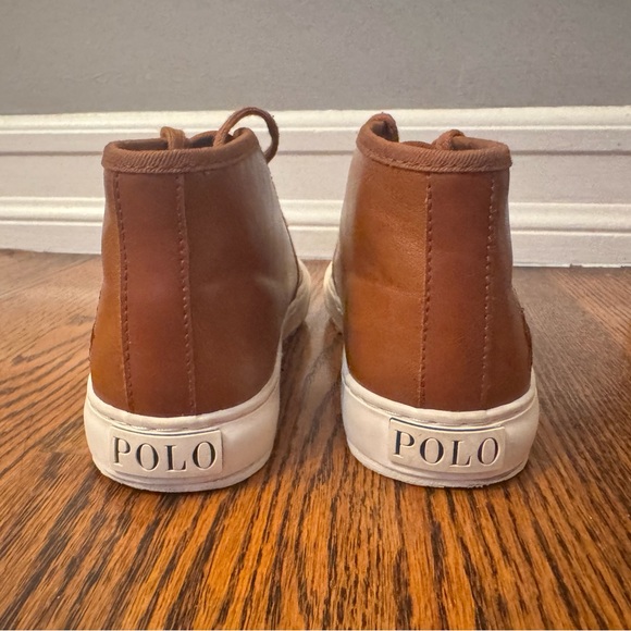 Polo Ralph Lauren brown faux leather boots boys sz 2Y - Picture 4 of 9